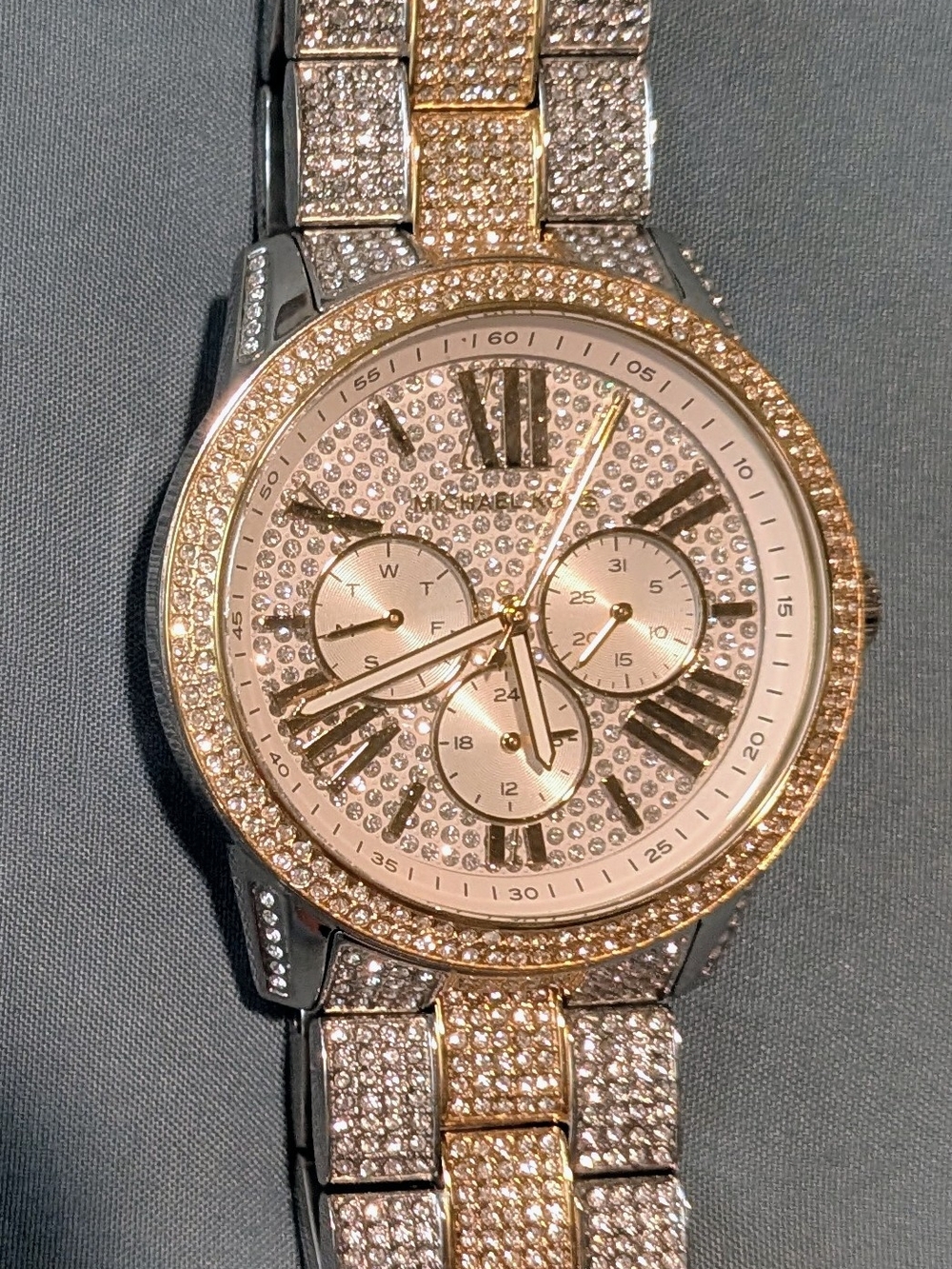 Michael Kors Ladies Two-Tone Crystal Pavé Bracelet Watch - Gold & Silver